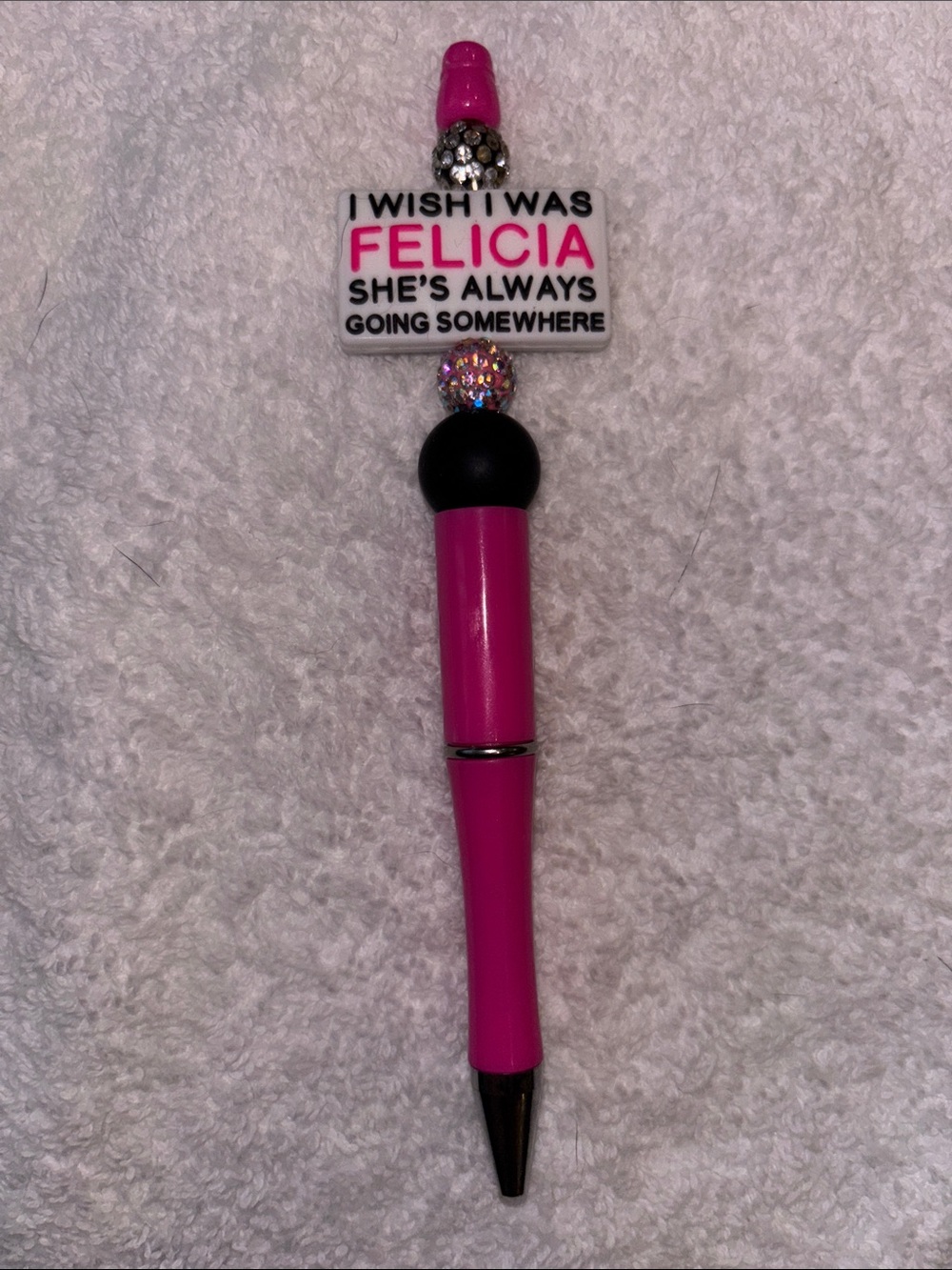 Pink Novelty Pen with 'I Wish I Was Felicia' Charm